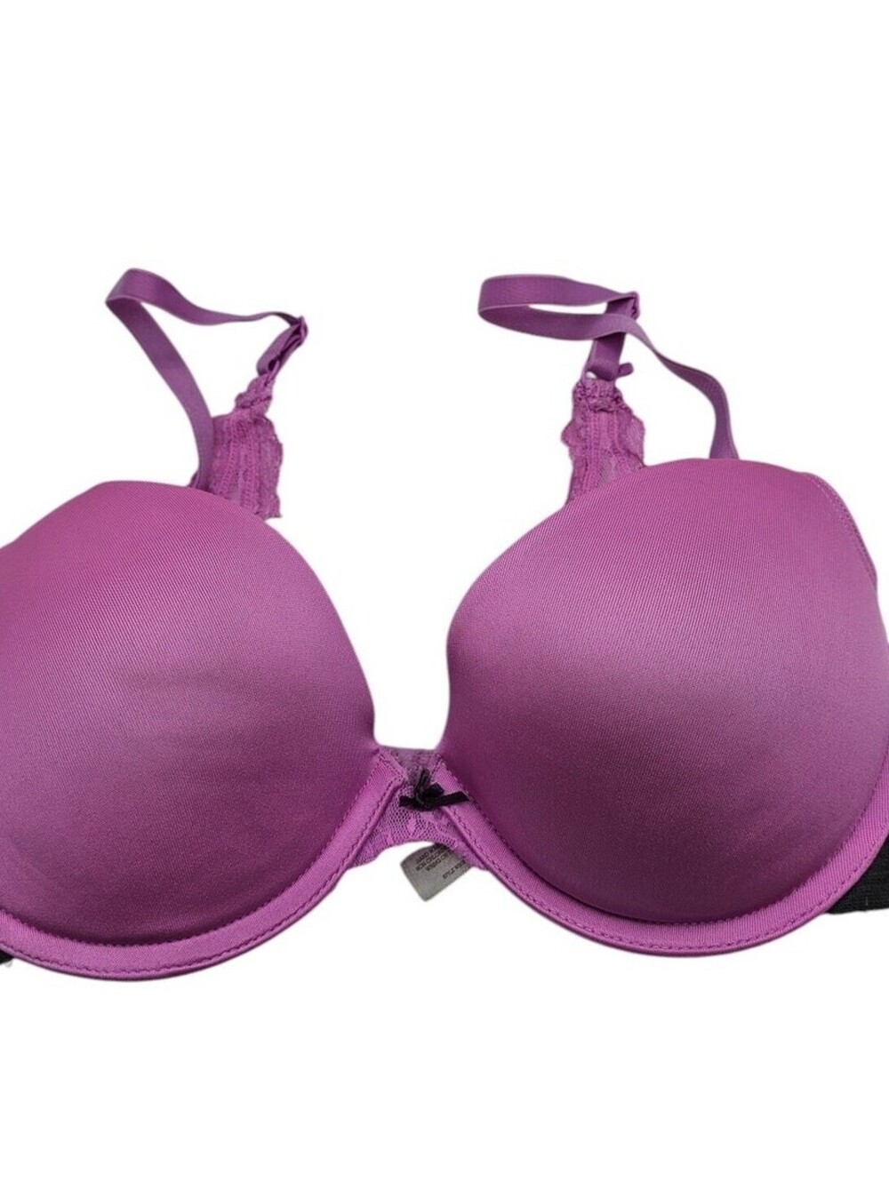 SO Intimates Womens Sz 34C Classic T Shirt Bra Bright Purple Lace Sides